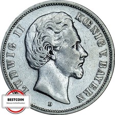 J 42  5 Mark BAYERN Ludwig 2 von 1875 D in SS  2978