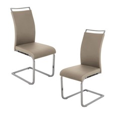 B-Ware 2er Set Stühle Schwingstuhl Polsterstuhl Esszimmerstühle Kunstleder Taupe