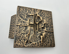 70er 80er Jahre Haustür Stoßgriff Türgriff 3D Brutalist Alu Bronze farben