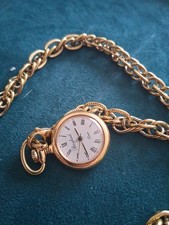 kleine Feine Bergland Quarz Taschenuhr mit Kette Gold kleiner Sprung 2 cm 50 cm