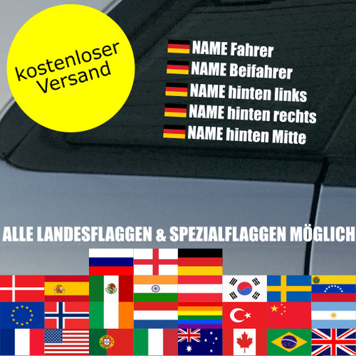 Autoaufkleber name 5x - 5x, name+5x