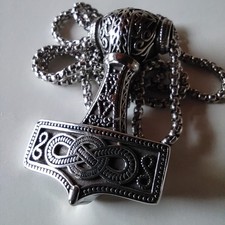 Anhänger mit Kette Wikinger Mjölnir Thors Hammer Edelstahl 316L Schmuck Groß