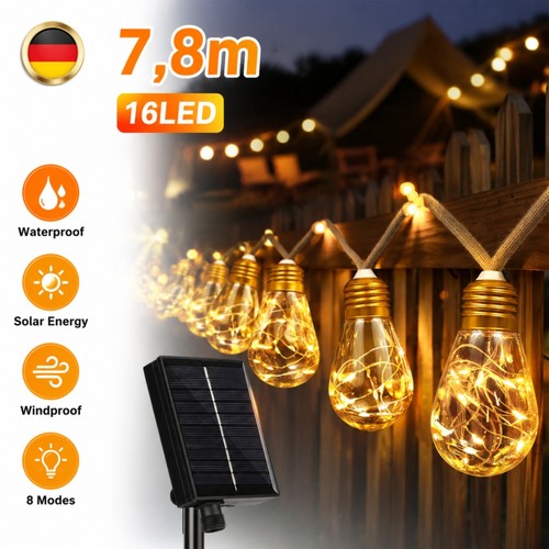 16led solar lichterkette 8m - lichterkette, 7,8m