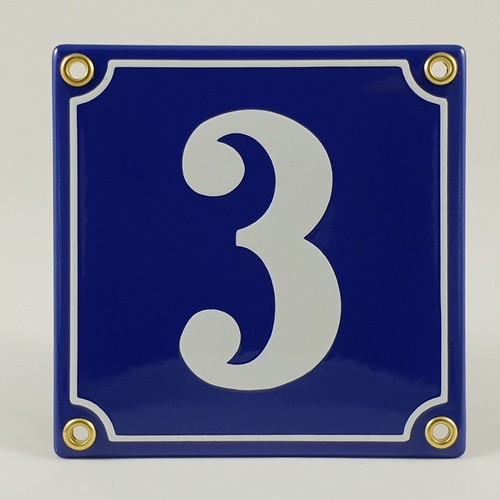 Emaille hausnummer blau - emaille, 3