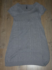 Strickkleid,Long Tunika, Gr.L, Kurzarm, hellgrau, Rippen-+Zopfmuster *ungetragen