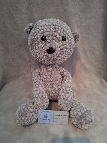Gehäkelter teddybär grau - gehäkelter, in