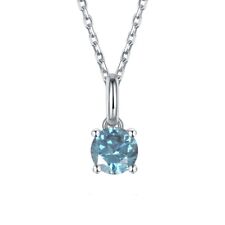 blue moissanite diamond pendant necklace with certificate