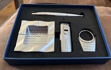 Set neu: Aschenbecher, Feuerzeug, Stift, Schlüsselanhänger  Metall silber