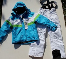 Skianzug gr 146 / 152 weiß türkis grün NEU techtex schneeanzug mädchen