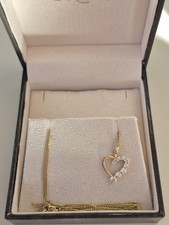 Damen Halskette 57cm Panzerkette Goldkette 333 Herz Anhänger 375 Zirkonia 