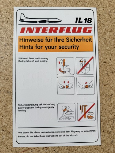 Interflug il18 safety card - interflug,
