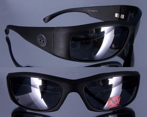 Bikerbrille schwarz matt - , skull