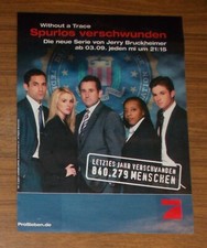 Seltene Werbung ProSieben - WITHOUT A TRACE - Spurlos verschwunden Serie 2003