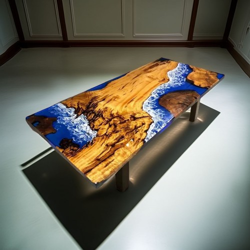 Custom resin river table - river, top