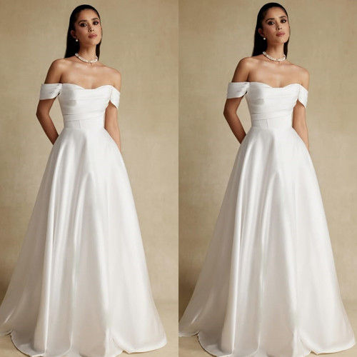 Satin brautkleider weiß - satin,