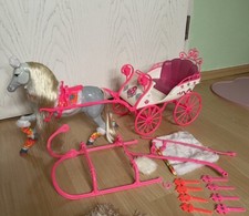 Barbie Ski Fun Blizzard Pferd Horse Kutsche Carriage Schlitten Sleigh