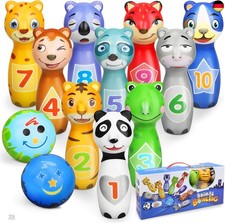 Sanlebi Kegelspiel für Kinder Ball Set mit 10 Kegel und 2 Bälle Bowling Set M