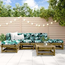 vidaXL 6-tlg. Garten-Lounge-Set mit Kissen Massivholz