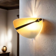 Wandleuchte Wandlampe Glas Schirm Orange Bronze 32 cm breit 2x E14 Beleuchtung