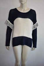 ODEON ✨ leichter Pullover mit Volants an den Ärmeln und Blau Weiß INT M