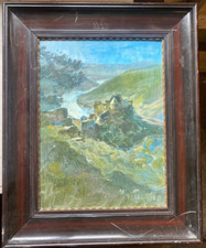 ::BLICK AUF BURG SCHLOSS AM FLUß - AAGSTEIN DONAU RUINE RENAC SIGNIERT