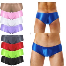 DE Herren Öl Glänzende Schwimmen Badeslip Low Rise Bikini Slips Schwimmhose