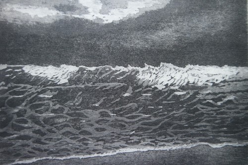 Aquatinta radierung wellen - aquatinta-radierung, „wellen