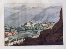 1825 - Madrid Escorial Espana Original Aquatinta aquatint antique print