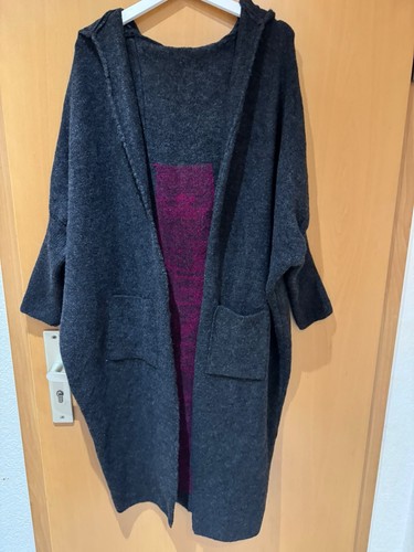 Damen strickmantel lang - strickmantel, grau