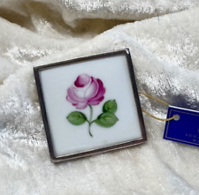 Brosche Augarten Wien Wiener Rose handgemalt Porzellan Sterling Silber