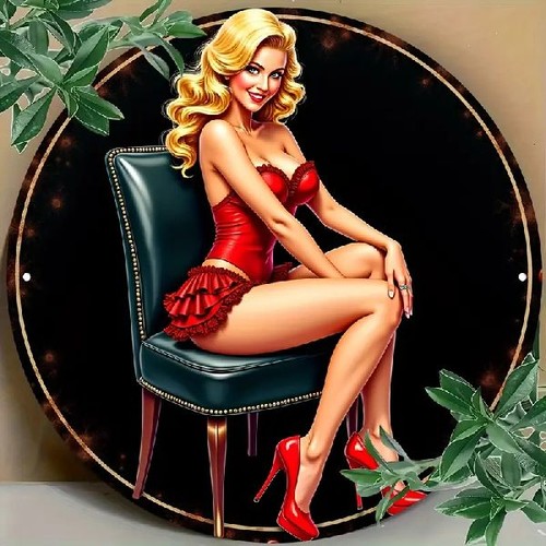 Blechschild rund pin girl - blechschild, pin-up