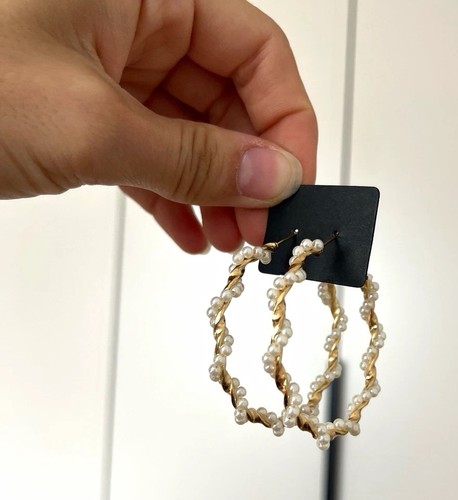 Gold weiße creolen ohrstecker - gold/weiße,