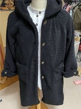 Teddy Mantel Schwarz mit Kapuze Gr. L Neuwertig Top Zustand