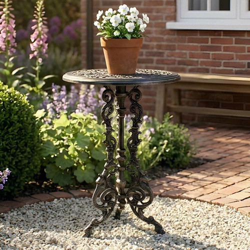 Blumentisch eisen antik rund - blumentisch,