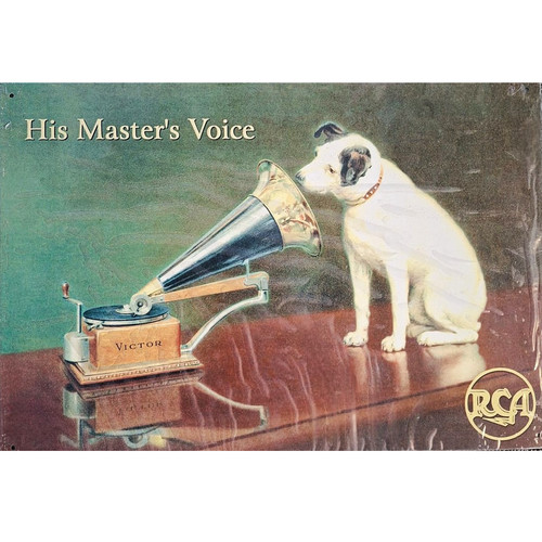 Blechschild his master voice - his,