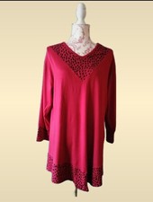 Tunikashirt/ Longshirt, rot mit schwarzem Leoprint, Gr. 3XL