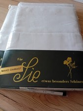 Mako Damast Bettwäsche 4 Tlg., Reinweiß 130 X 200  80 X 80 cm