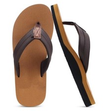Flip Flops Herren Weich Leder Bade Sandalen Badelatschen Hausschuhe Zehentrenner