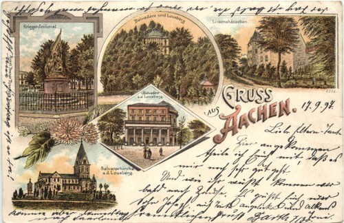 Gruss aus aachen - aachen, litho