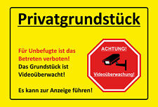 Privatgrundstück - Video, Betreten verboten! - ALU- PVC-Schild oder Klebeschild,