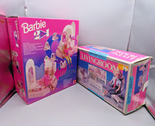 #SE4689#Vintage Barbie 2in1 Bad Fitness, Beverly Hills Wohnzimmer in OVP 80s RAR