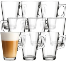 Teegläser 12 Set Kaffeegläser Teetassen Gläser Kaffee Tee Trinkgläser mit Henkel