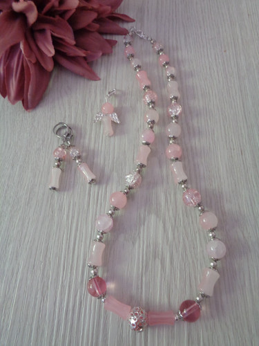 Schmuckset rosa silber unikat - schmuckset,