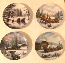 4 Teller  Sammelteller Bradex Pferdemotive Otto Pulver 20cm Durchmessser / Deko 