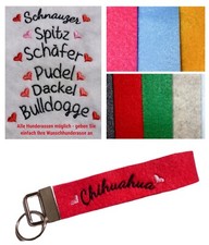 ❤️ Handmade Damen Herren Filz Schlüsselanhänger Hund Pudel Dackel Mops bestickt