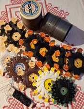 Konvolut Leinenzwirn, Sternzwirn, dicke Holzspule, weiß,schwarz, braun, grau