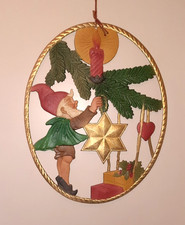 Alter Weihnachtsschmuck, Türbehang vor 1940 mit schönerBemalung,unbeschädigt