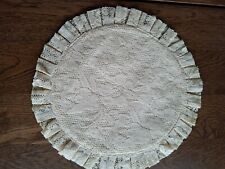 4 Platzdeckchen Tischset rund Spitze goldfäden beige