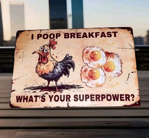 Blechschild poop breakfast - blechschild,