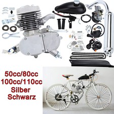 50/80/100/110cc 2-Takt Motor Motorset Fahrrad Benzin Hilfsmotor Silber Schwarz